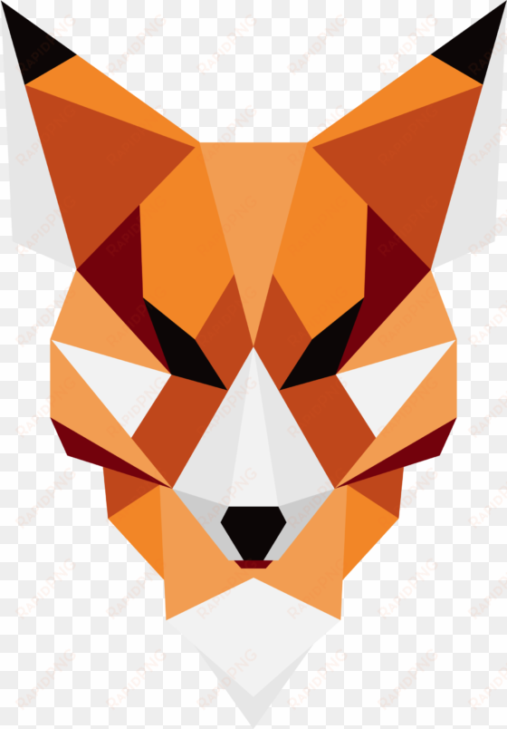 geometric fox art png - animal made out of shapes