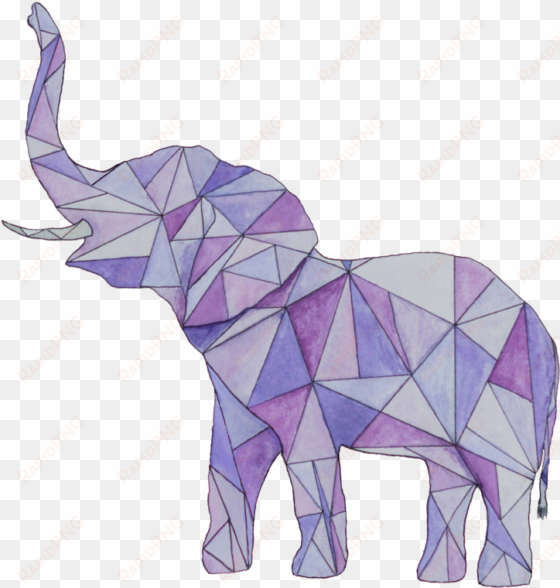 geometric purple elephant watercolor painting by hannaferrosart - geometric elephant
