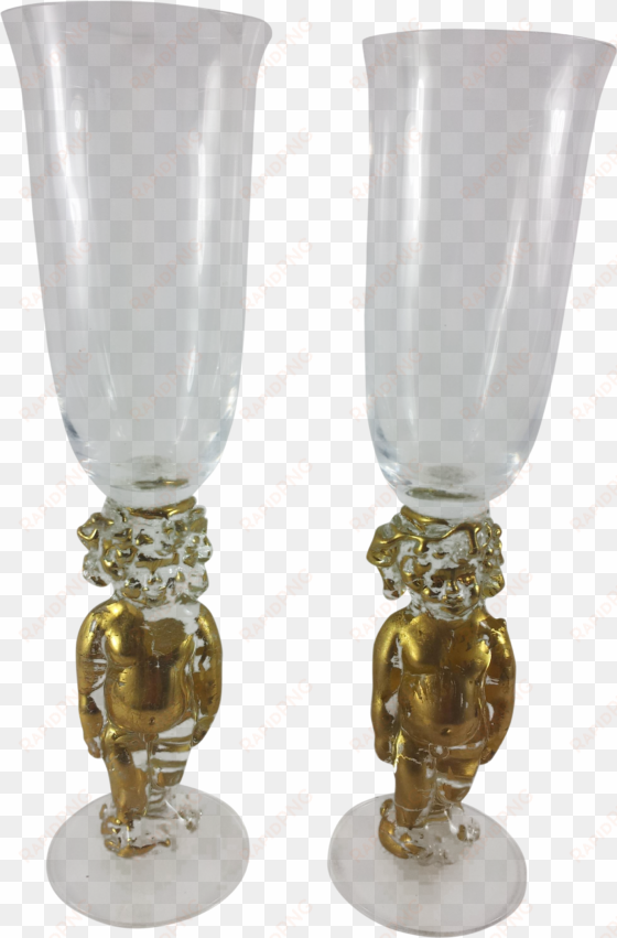 gilt cherub crystal champagne flutes - wine glass