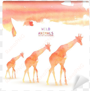 giraffe animal watercolor background wall mural • pixers® - stock illustration