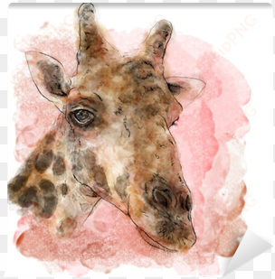 giraffe on watercolor painting vector art - painting