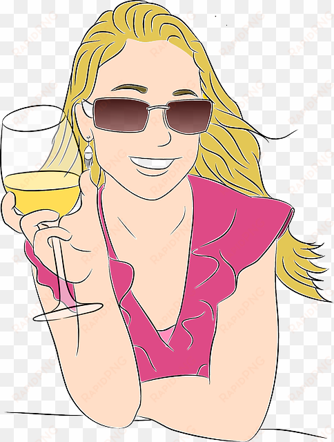 girl, blonde, relaxed, pretty, happy, drinking, glasses - custom woman with wine mugs