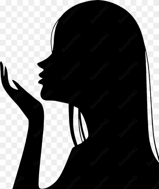 Girl Blowing Into Palm Silhouette By - Girl Blowing Silhouette transparent png image