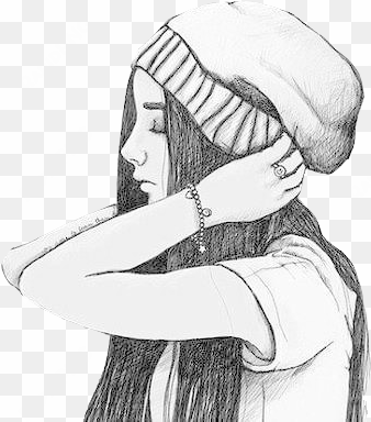 girl, drawing, and art image - girl hat sketch drawing