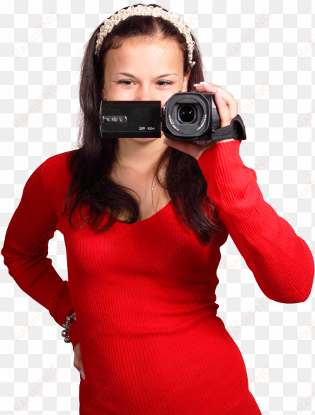 girl filming with digital camcorder png image - girl with video camera