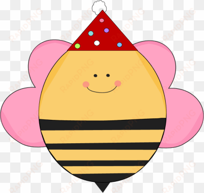 girl girl birthday bee in a party hat - birthday bees art art