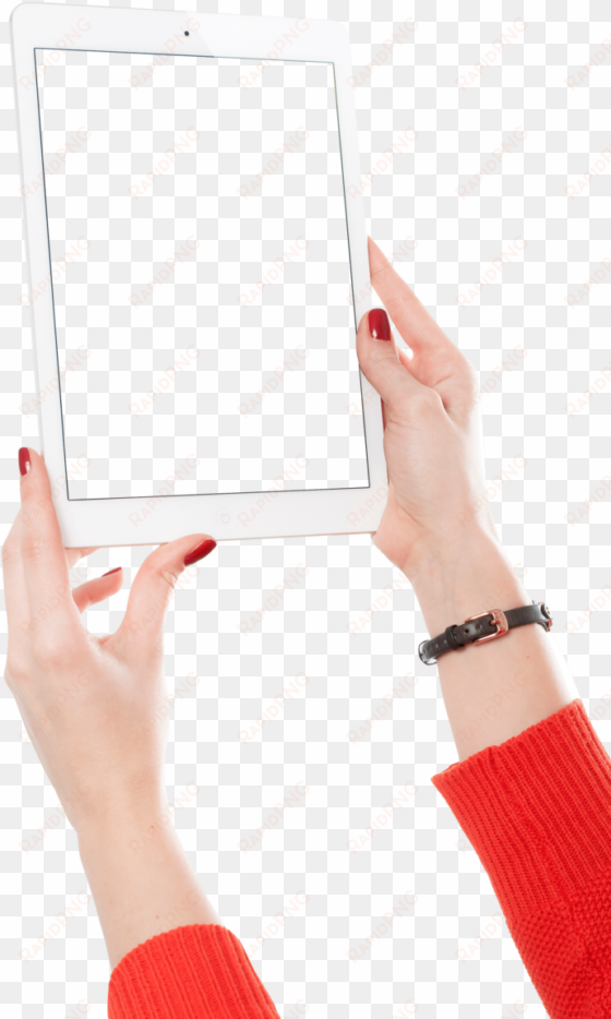 girl hand holding white tablet png image - hand holding white ipad