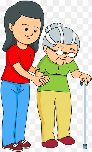 girl helping old lady - help clipart