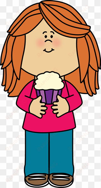 Girl Holding A Cupcake - Clip Art Girl transparent png image