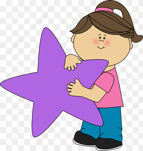 girl holding a purple star clip art - partner clipart