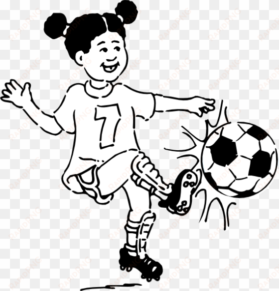 girl playing football outline clip art at clker - play soccer clipart black and white