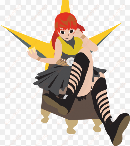 girl sitting on a throne,red head woman sitting,svg - cartoon