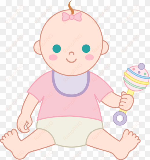 girl with free clip art cute little - baby with rattle clipart