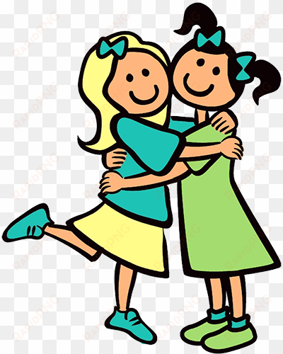 girls-hugging - friends clipart black and white