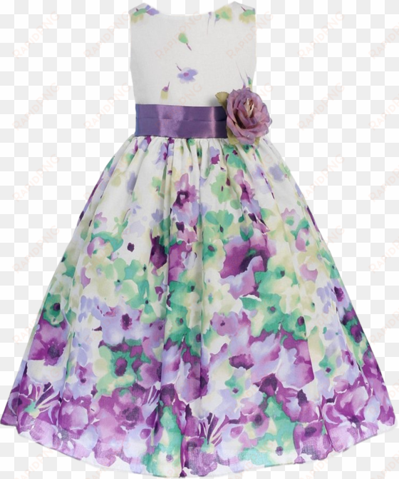 girls lavender purple watercolor floral cotton dress - dress