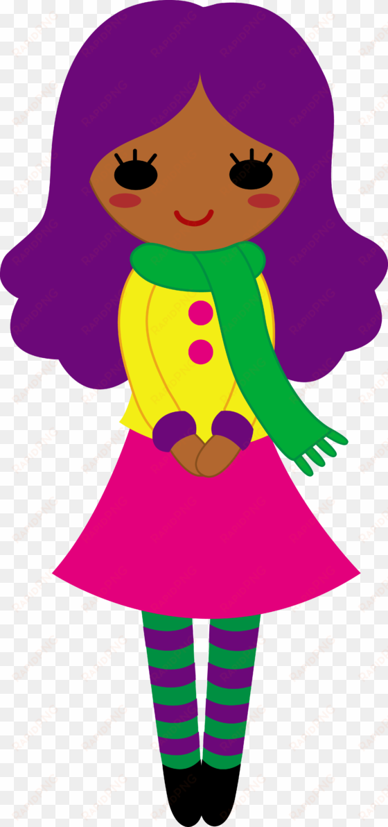 girls purple clipart - purple hair girl clipart