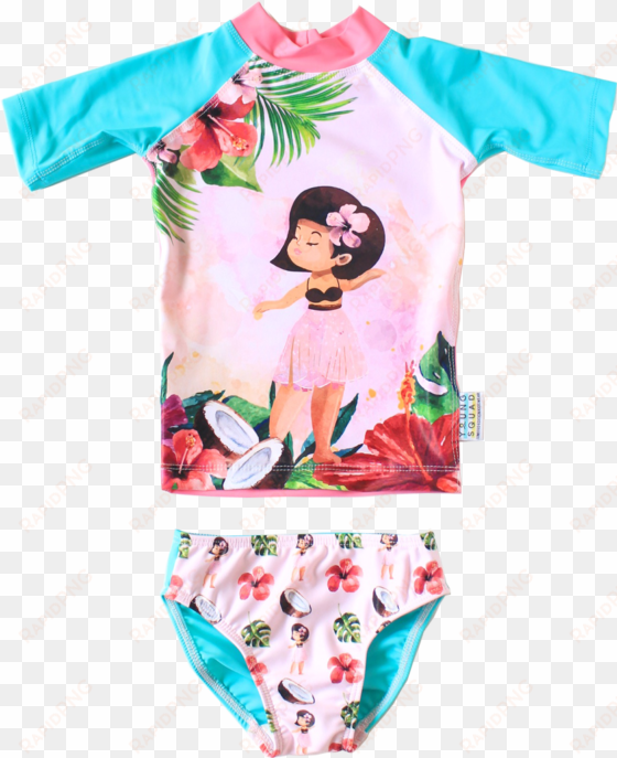 girls rash vest and pants hula girl - rash guard