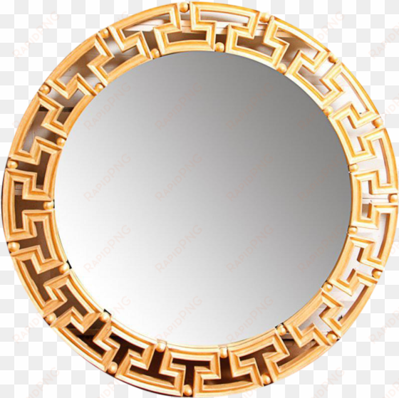 glam gold greek key round wall mirror on chairish - gold greek key wall mirror