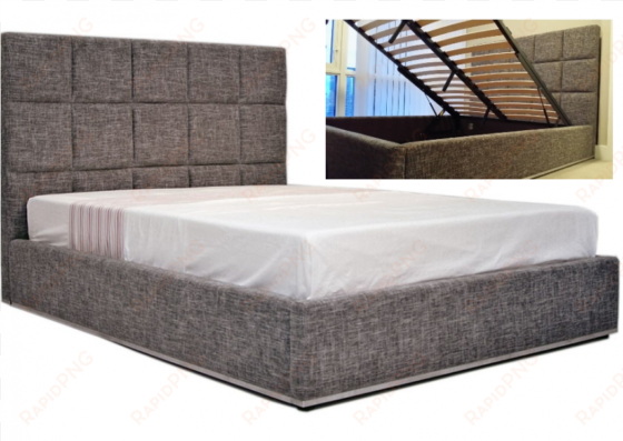 glare bed with storage in grey tweed - mobital glare gray tweed bed