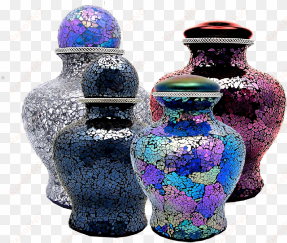 glass reflections cremation urn - glass mosaic ashes urn
