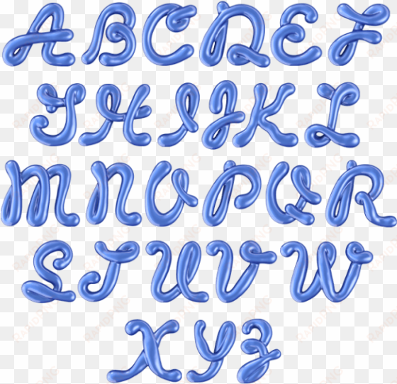 glossy blue font - transparent font alphabet