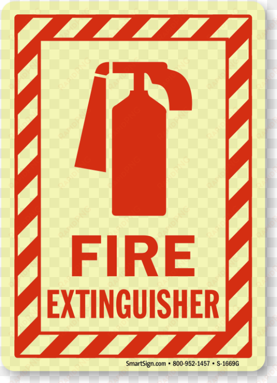 glow in the dark fire extinguisher striped border sign - fire extinguisher sign