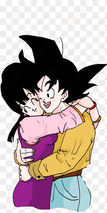 goku and chichi hug by dbzsisters - goku and chichi png