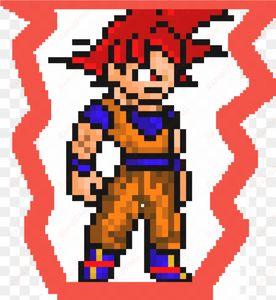 goku super saiyan god - goku ssj god pixel art