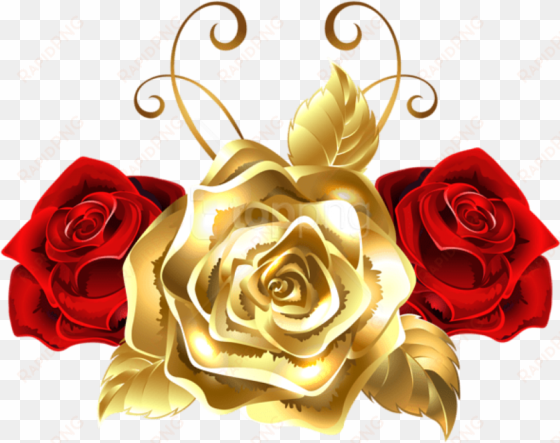 gold and red roses png clip art image - gold and red roses png