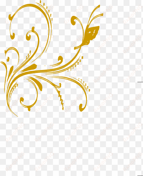Gold Floral Design With Butterfly Clip Art At Clker - Peach Border Design Png transparent png image