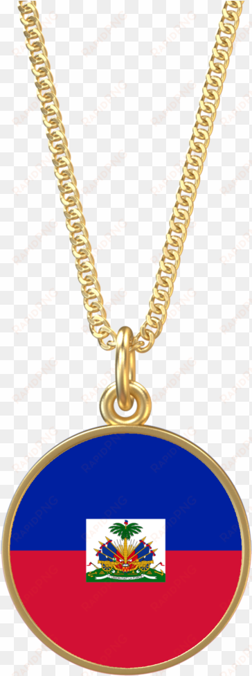 gold haitian flag necklace - necklace