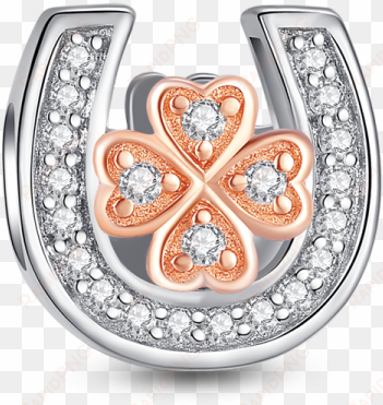 gold horseshoe png - glamulet art - four leaf clover in horseshoe rose gold