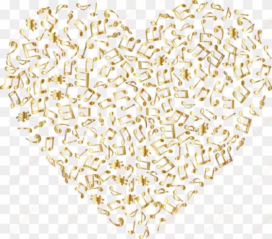 Gold Musical Heart 4 No Background Jpg Free Stock - Gold Heart Transparent Background transparent png image