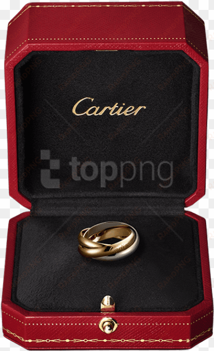 gold ring in luxury red box - cartier trinity ring