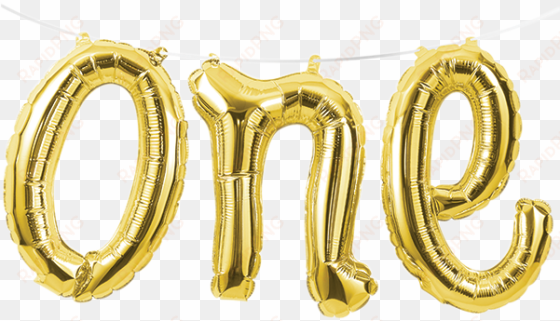 Gold Script One Foil Balloon - 1st Birthday One Balloon Banner transparent png image
