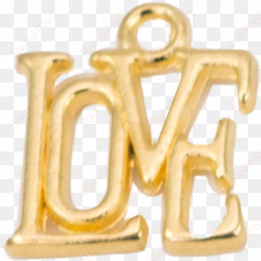 gold square "love" charm - christian cross