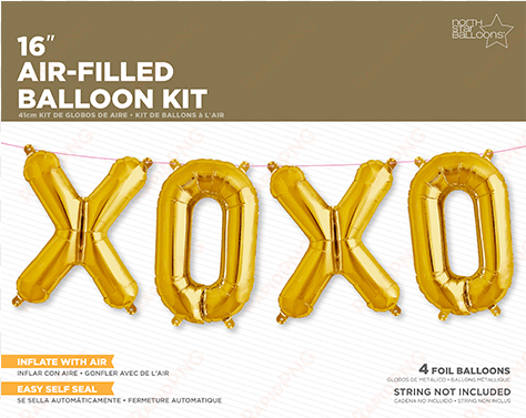 gold xoxo balloon kit - 13.5" xoxo balloon kit - silver by northstar balloons