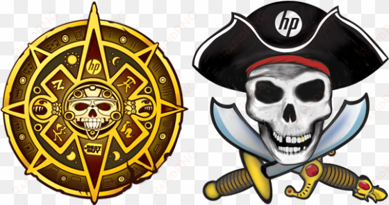 golden coin and pirate skull tattoos