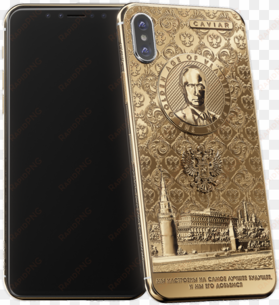 golden iphone x with putin portratit - caviar iphone x putin