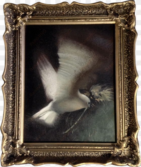 gorgeous peaceful dove in flight oil painting on canvas - pigeons and doves
