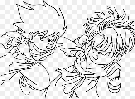 goten vs trunks lineart by kiranbenning on - dragon ball z coloring pages