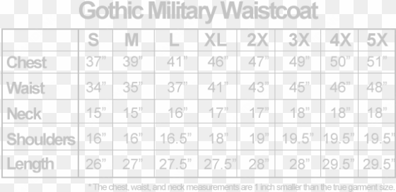 gothic military waistcoat sizing new 2017 - 10x10 square