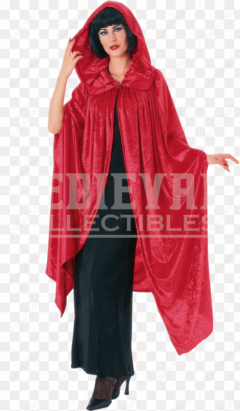 gothic red velvet cloak - hooded crushed red velvet cape costume for adult
