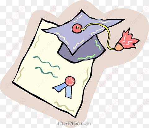 graduation cap with diploma royalty free vector clip - diplôme d'études en langue française