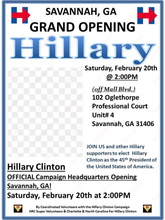 grand opening of hillary clinton official savannah - imagens para facebook