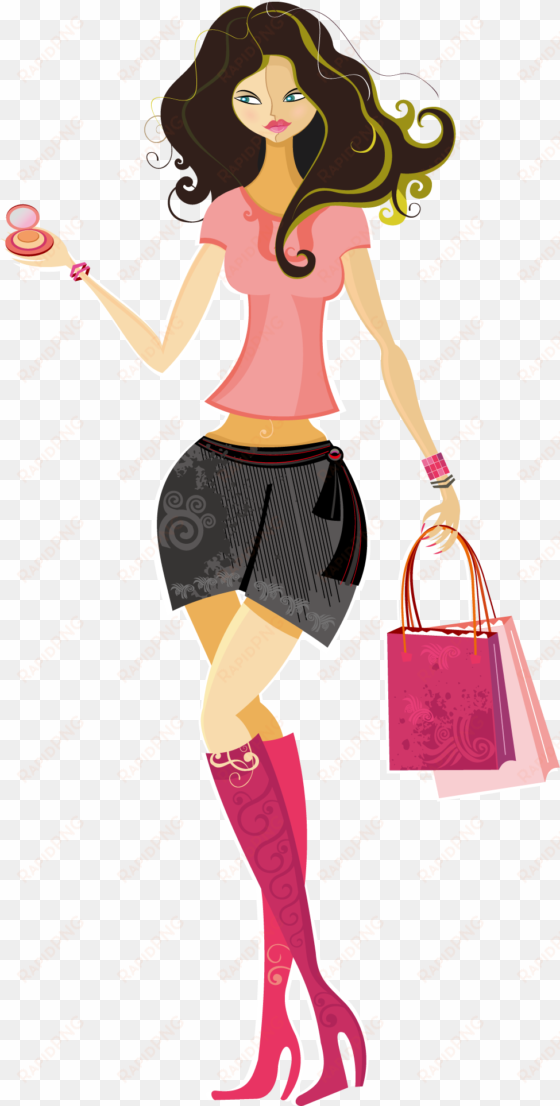 graphic freeuse stock shopping download girl makeup - shopping vector