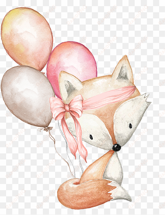 graphic library stock boho fox with balloons duvet - boho fox
