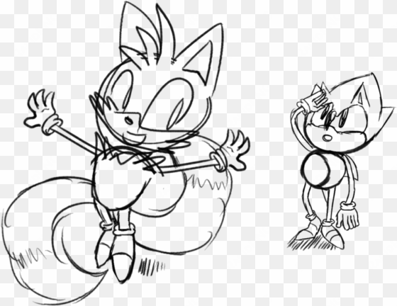 graphic royalty free stock sonic and tails sketch unfinished - sonic chaos