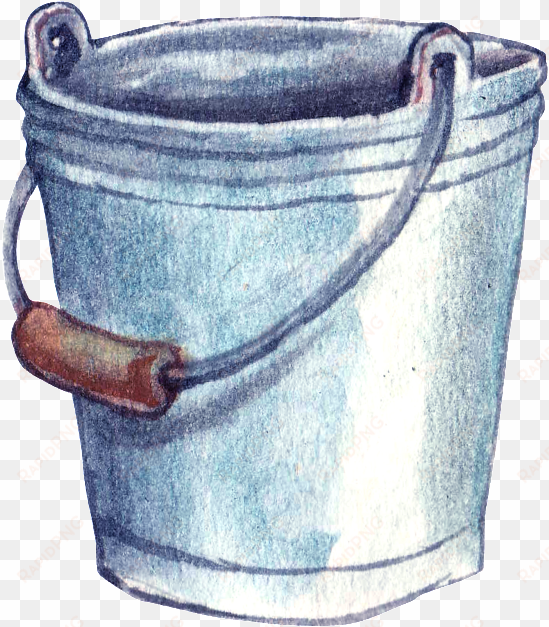 gray hand drawn bucket cartoon transparent watercolor - 水桶 卡通