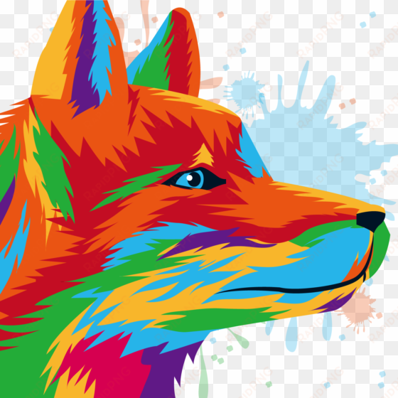 gray wolf red fox painted face picture - colorful wolf